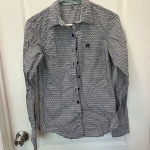 Cinch Black and White Patterned Button-Up